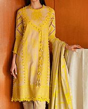 Sana Safinaz Yellow/Ivory Slub nen Suit- Pakistani Winter Dress