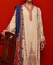 Sana Safinaz Ivory/Maroon Slub Suit- Pakistani Winter Dress
