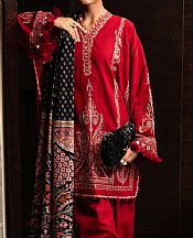 Sana Safinaz Ruby Red Slub Suit- Pakistani Winter Clothing