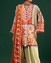 Sana Safinaz Orange/Pistachio Linen Suit- Pakistani Winter Dress