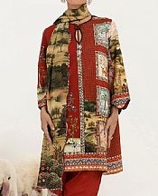 Sana Safinaz Auburn Red Linen Suit (2 Pcs)- Pakistani Winter Clothing