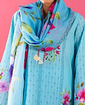 Sana Safinaz Light Turquoise Lawn Suit (2 pcs)- Pakistani Designer Lawn Suits