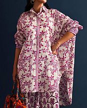 Sana Safinaz Off White/Dark Raspberry Lawn Suit (2 pcs)- Pakistani Designer Lawn Suits