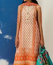 Sana Safinaz Off White/Orange Lawn Suit (2 pcs)- Pakistani Designer Lawn Suits
