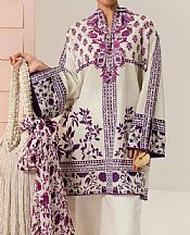 Sana Safinaz Ivory/Plum Lawn Suit (2 pcs)- Pakistani Designer Lawn Suits