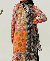 Orange/Ivory Lawn Suit (2 pcs)