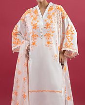 Sana Safinaz White/Orange Lawn Suit- Pakistani Designer Lawn Suits