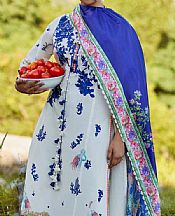 Sana Safinaz Off White/Blue Lawn Suit- Pakistani Designer Lawn Suits