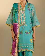 Sana Safinaz Turquoise Cotton Suit- Pakistani Designer Lawn Suits