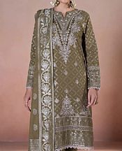 Olive Green Jacquard Suit- Pakistani Winter Clothing