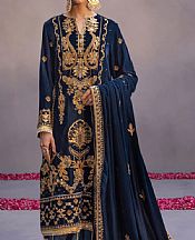 Navy Blue Velvet Suit- Pakistani Winter Dress