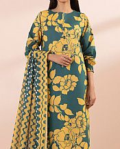 Sapphire Teal/Mustard Lawn Suit- Pakistani Designer Lawn Suits
