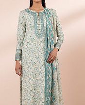 Sapphire Ivory/Turquoise Lawn Suit (2 Pcs)- Pakistani Designer Lawn Suits