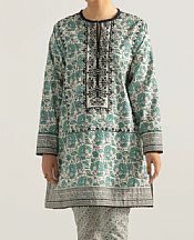 Cream/Green Cotton Suit (2 Pcs)- Pakistani Winter Dress
