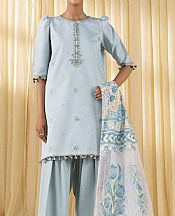 Sapphire Cadet Grey Cotton Satin Suit- Pakistani Designer Lawn Suits