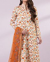 Sapphire Ivory/Orange Cotton Suit- Pakistani Lawn Dress