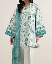 Sapphire White/Turquoise Lawn Suit (2 Pcs)- Pakistani Lawn Dress