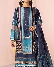Turquoise/Navy Blue Lawn Suit (2 Pcs)- Pakistani Designer Lawn Dress