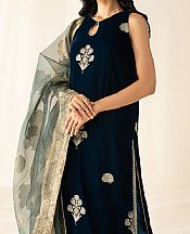 Sapphire Midnight Blue Velvet Suit- Pakistani Designer Chiffon Suit