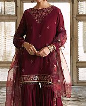 Sapphire Maroon Velvet Suit- Pakistani Chiffon Dress