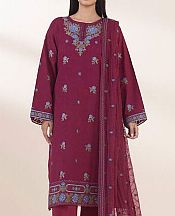 Sapphire Wine Red Dobby Suit- Pakistani Designer Lawn Suits