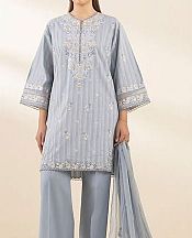 Sapphire Light Grey Cotton Suit- Pakistani Designer Lawn Suits
