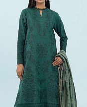 Sapphire Bottle Green Khaddar Suit- Pakistani Winter Dress