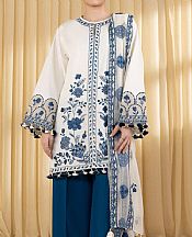 Sapphire Off-white/Blue Cotton Satin Suit- Pakistani Lawn Dress