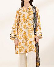 Sapphire Off White/Mustard Lawn Suit (2 pcs)- Pakistani Designer Lawn Suits