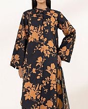 Sapphire Black/Persian Orange Lawn Suit- Pakistani Lawn Dress
