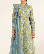 Sapphire Light Blue/Mustard Lawn Suit- Pakistani Designer Lawn Suits