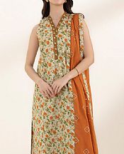 Sapphire Ivory/Burnt Orange Lawn Suit- Pakistani Lawn Dress
