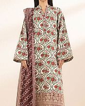 Sapphire White/Maroon Lawn Suit (2 Pcs)- Pakistani Designer Lawn Suits