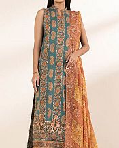 Sapphire Teal/Orange Lawn Suit- Pakistani Lawn Dress