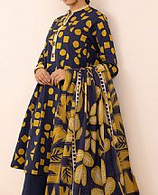 Sapphire Navy Blue/Mustard Lawn Suit (2 pcs)- Pakistani Lawn Dress