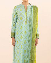 Sapphire Light Aqua/Lime Green Lawn Suit (2 pcs)- Pakistani Designer Lawn Suits