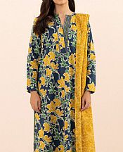 Sapphire Navy Blue/Yellow Lawn Suit- Pakistani Lawn Dress