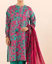 Sapphire Turquoise/Hot Pink Lawn Suit- Pakistani Designer Lawn Suits