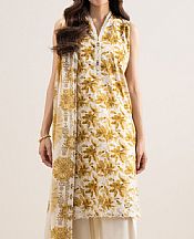 Sapphire Dark Gold/Off White Lawn Suit- Pakistani Designer Lawn Suits