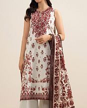 Sapphire Off White/Wine Lawn Suit- Pakistani Designer Lawn Suits