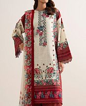 Sapphire Off White/Maroon Cotton Suit- Pakistani Designer Lawn Suits