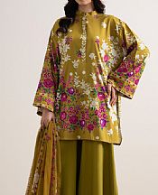 Satin Sheen Gold Lawn Suit