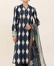 Sapphire Prussian Blue Cambric Suit (2 pcs)- Pakistani Winter Clothing