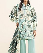 Sapphire Pearl Bush/Almond Cambric Suit- Pakistani Winter Dress
