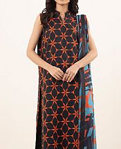 Sapphire Black/Orange Cotton Suit (2 pcs)- Pakistani Winter Clothing