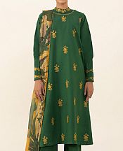 Sapphire Green Cambric Suit- Pakistani Winter Dress