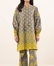 Sapphire Grey/Yellow Cambric Suit (2 pcs)- Pakistani Winter Dress
