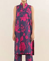 Sapphire Dark Blue/Fuchsia Pink Linen Suit (2 pcs)- Pakistani Winter Dress