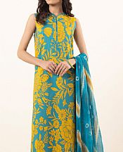 Sapphire Blue/Mustard Cotton Suit- Pakistani Winter Dress