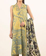 Sapphire Golden Sand/Grey Linen Suit- Pakistani Winter Dress